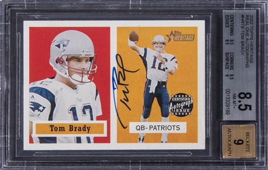 2002 Topps Heritage "Real One Autographs" #HRTB Tom Brady Signed Card - BGS NM-MT+ 8.5/BGS 9